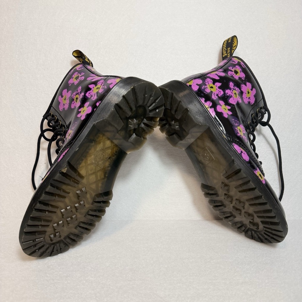 Dr. Martens 1460 J 8-Eye Patent Black Floral High Top Boot Youth Size US 4 - Picture 15 of 16